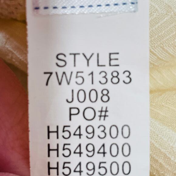 LUCKY BRAND Cream Open Weave Knit Front Blouse Back Long Sleeve Top S - Picture 10 of 11